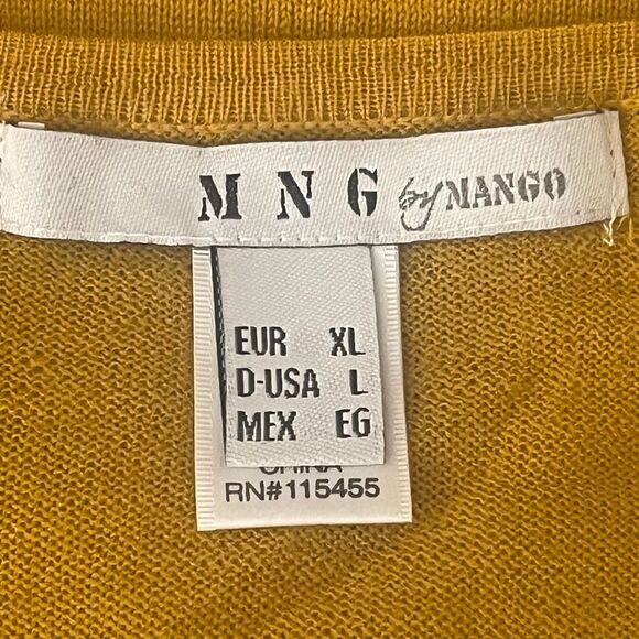 MNG by Mango Argil Mustard Long Sleeve Shell Button Preppy Old Money Sweater - Picture 5 of 6